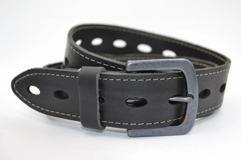 40MM BREDE RIEM VAN ITALIAANS GEWASSEN LEDER MET STRAKKE ZWARTE GESP 