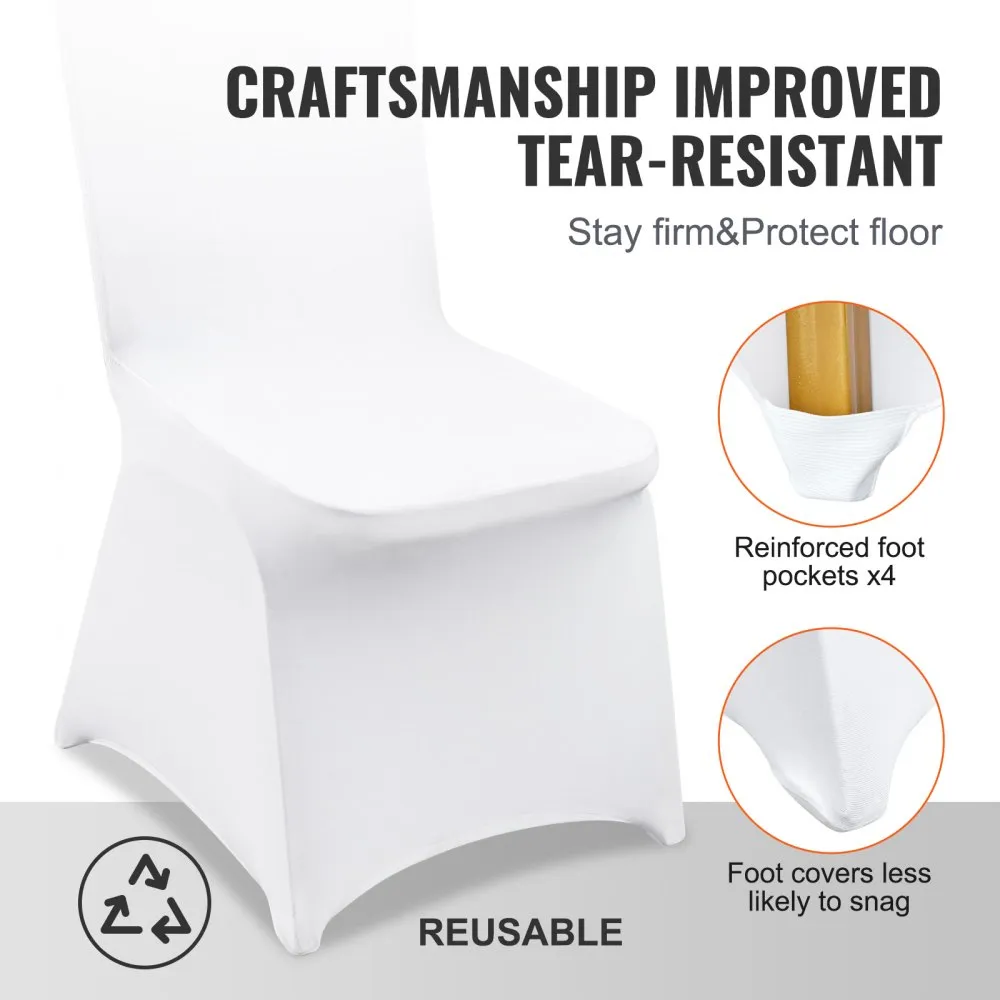 50PCS Stretch Spandex White Folding Chair Covers Decotation Solemn Elastic