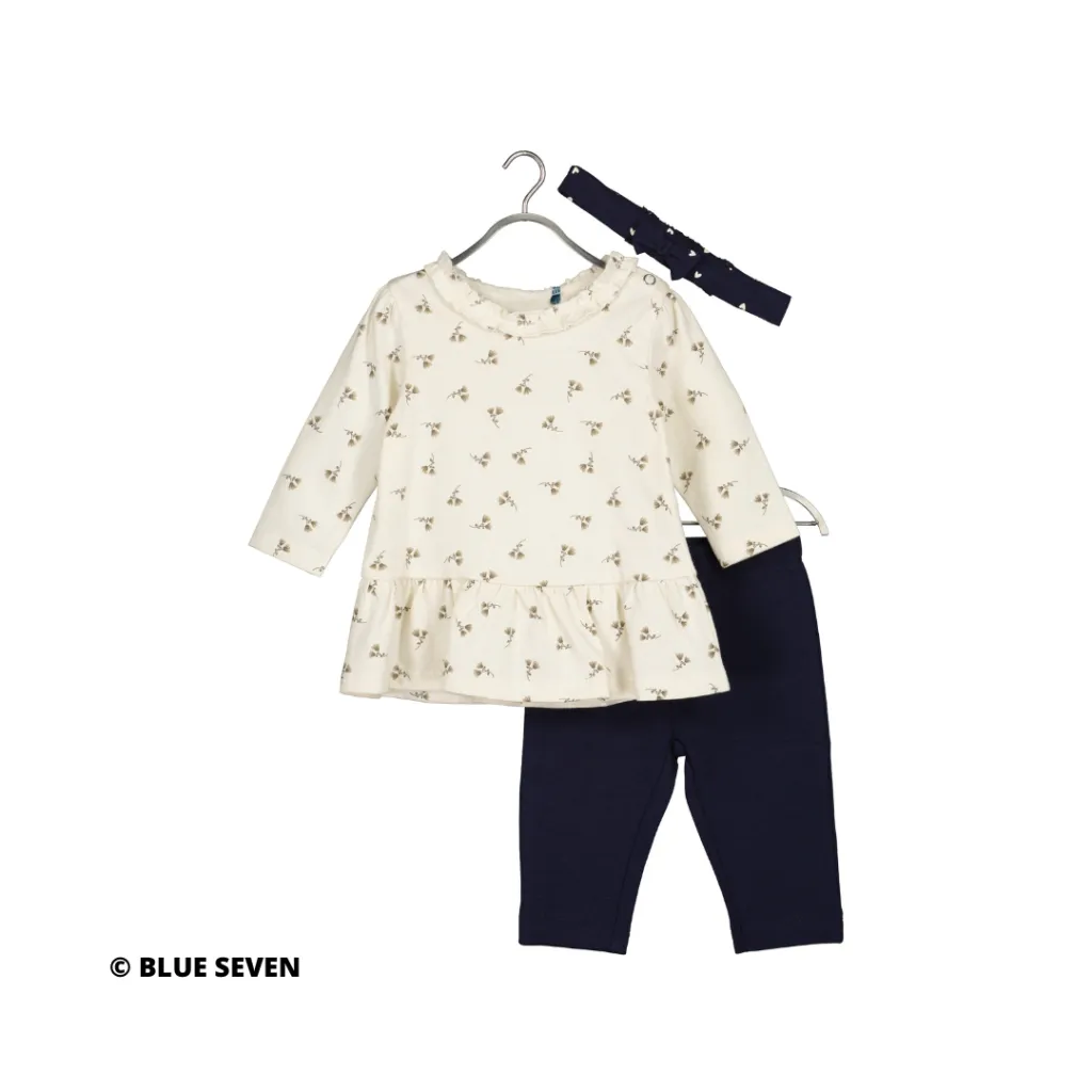 BLUE SEVEN 3DELIGE NEWBORN SET – BLOEMENPRINT SHIRT, LEGGING EN HAARBAND