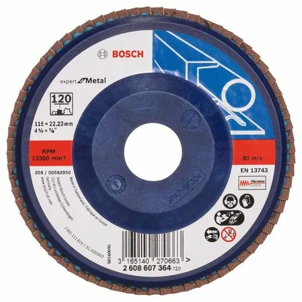 BOSCH Lamellenslijpschijf; Expert voor Metaal; 115 mm, 22,23 mm, 40 2608607361