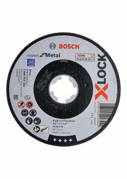 BOSCH XLOCK VLAKKE DOORSLIJPSCHIJF EXPERT FOR METAL SYSTEEM 125×1,6×22,23 AS 46 S BF, 125 MM, 1,6 MM 2608619254