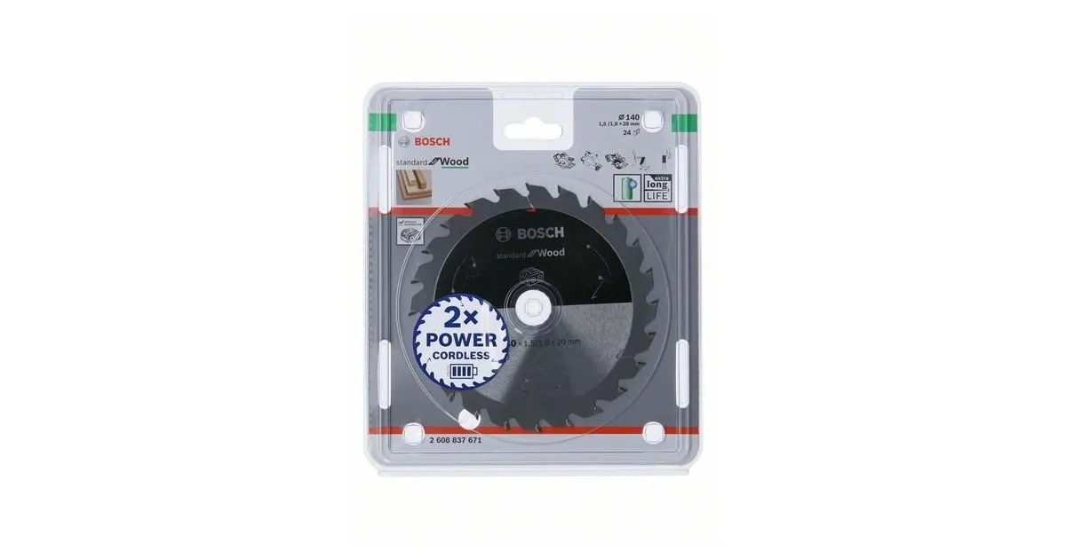 BOSCH Zaagblad voor accuzagen; Standaard voor hout 140x20x1,5/1,0x24T 2608837671