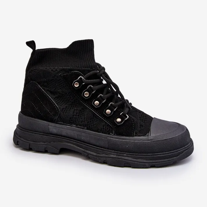 Damessneakers met elastisch bovenwerk, zwarte Kalyne