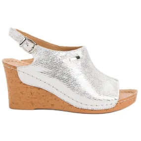 Filippo Lichte sandalen met sleehak grijs