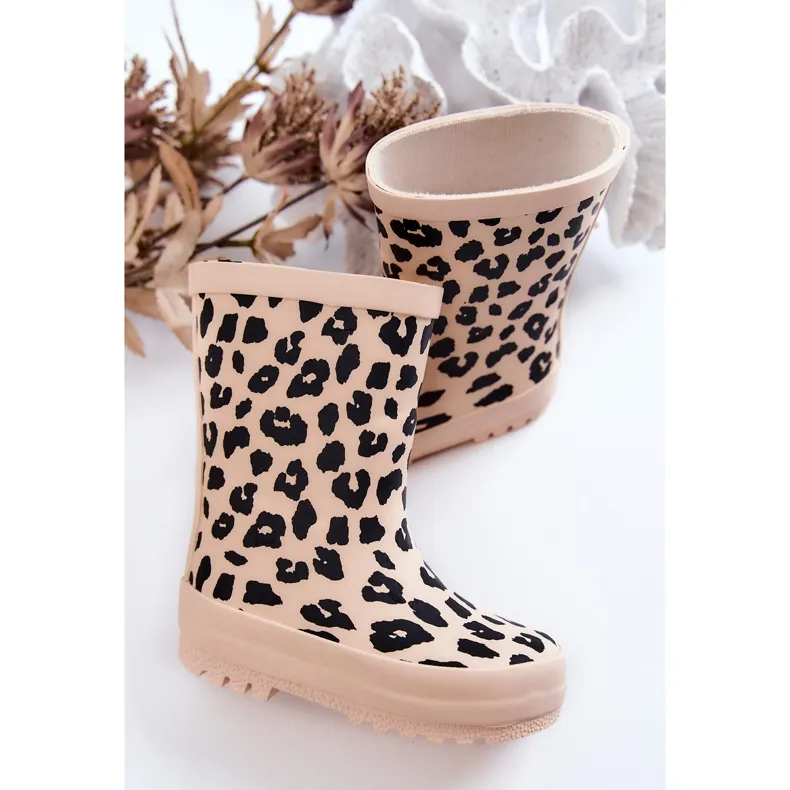 FR1 Kinderregenlaarzen met luipaardpatroon Beige Nanny