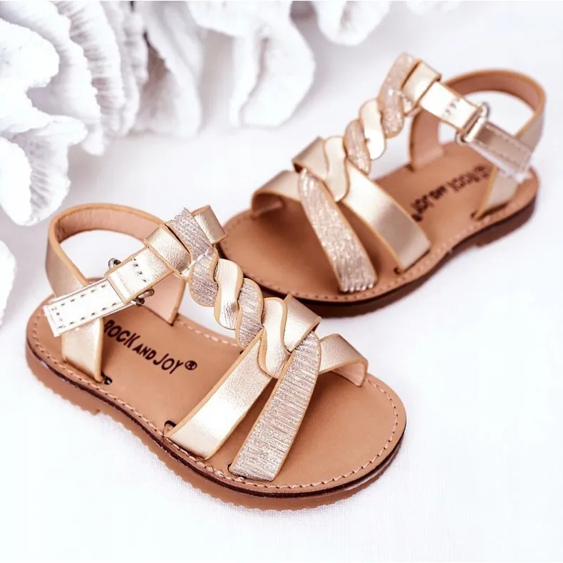 FR1 Kindersandalen met brokaat Gouden Batilda