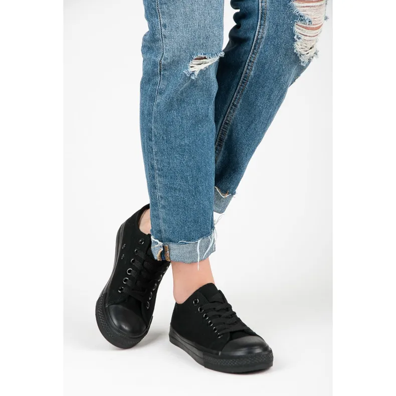 Gestrikte damessneakers zwart