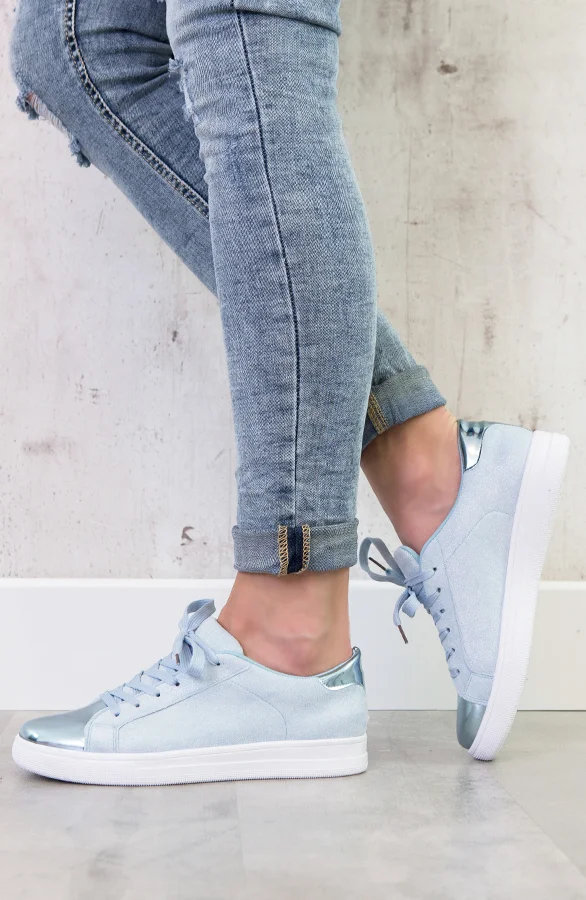 Glitter Sneakers Metallic Blauw