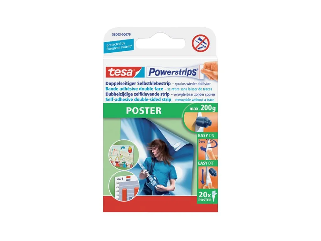 Kleefstrips tesa Powerstrips® poster dubbelzijdig 20 stuks blister 20 stuks
