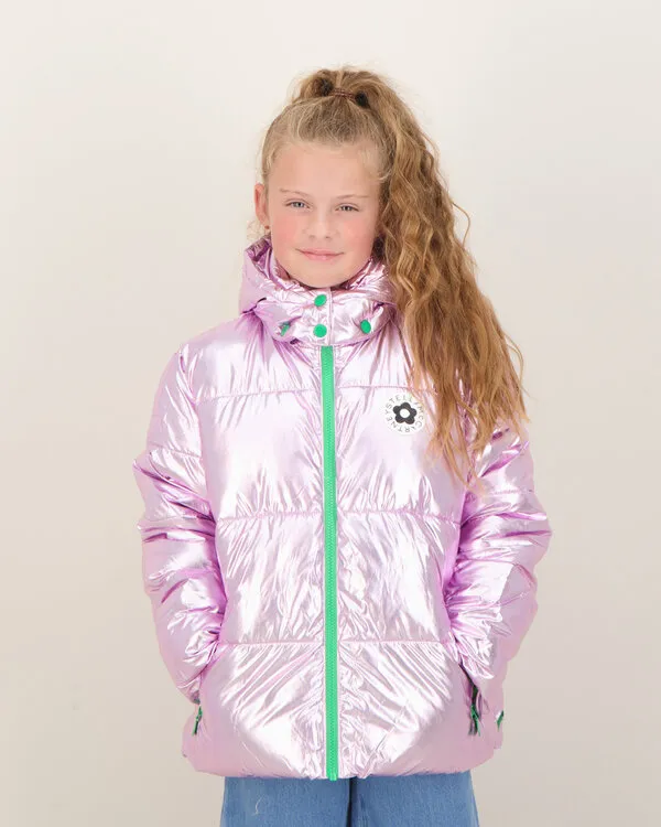 Metallic Puffer Jacket Lila