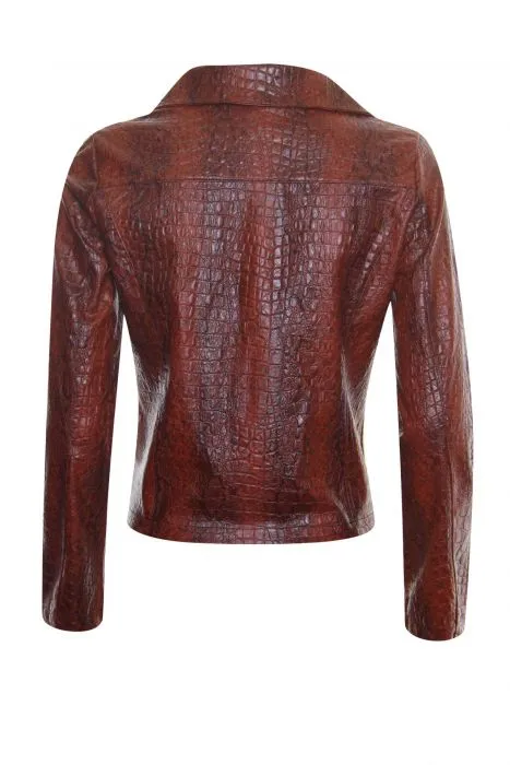 Poools lederlook jack met reptielenprint
