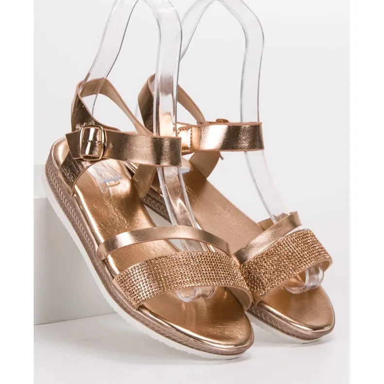 SHELOVET Modieuze sandalen met zirkonia roze geel