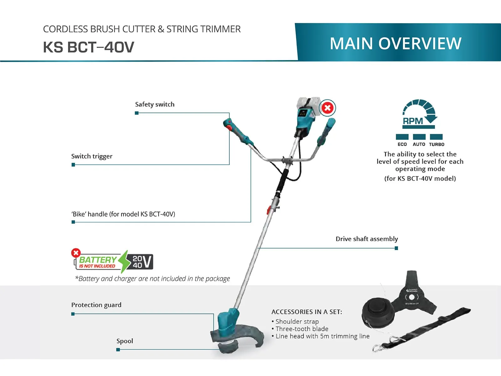 SNOERLOZE BOSMAAIER EN GRASTRIMMER KS BCT40V