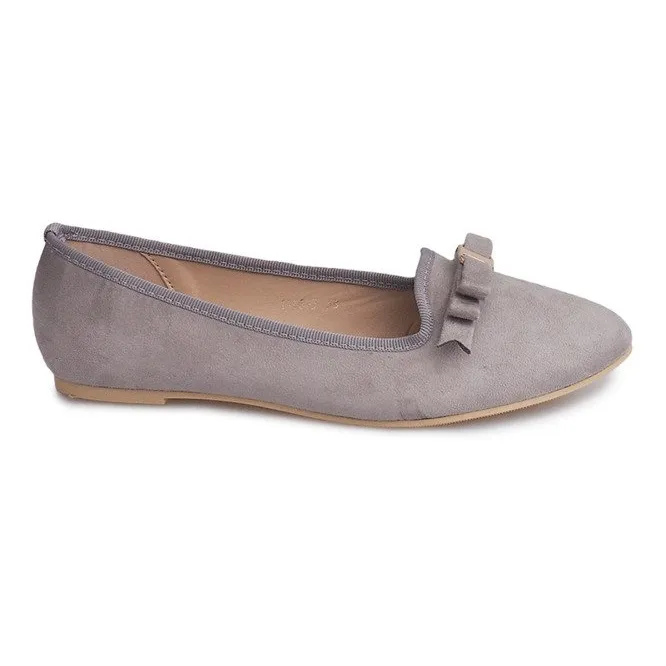 SUèDE BALLERINA'S MET STRIK 11885 GRIJS