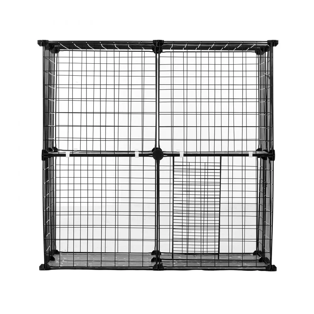 VEVOR 2LAAGS KATTENKOOI KATTENBEHUIZING METALEN DRAADKOOI 711X711X711MM