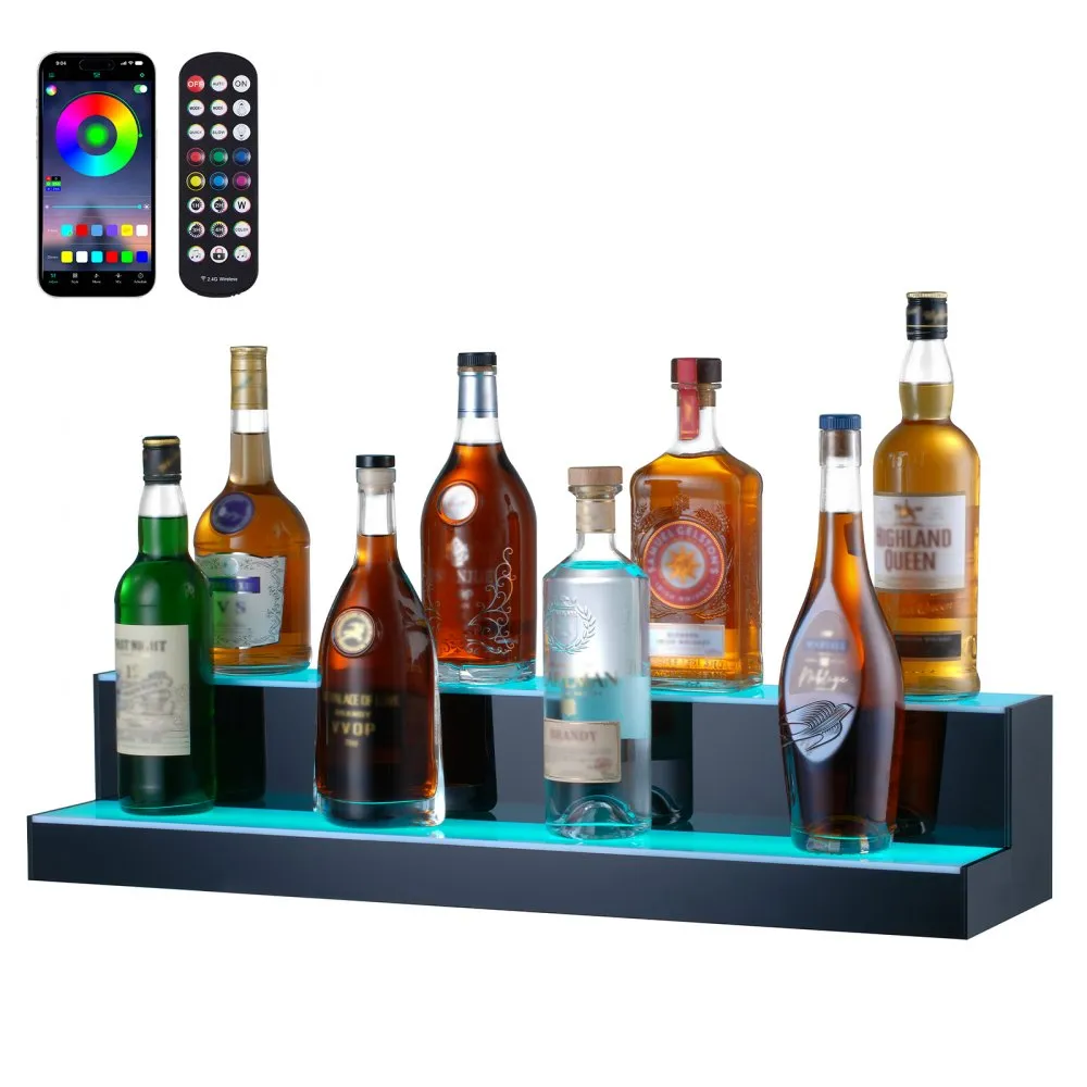 VEVOR BARPLANK WIJNREK LEDVERLICHTING WANDMONTAGE 2LAAGS 761 MM DISPLAY
