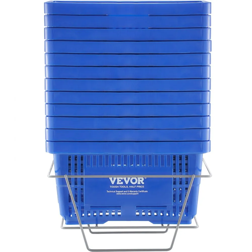 VEVOR boodschappenmand draagbare boodschappenmand 12 stuks 24L handvat standaard blauw