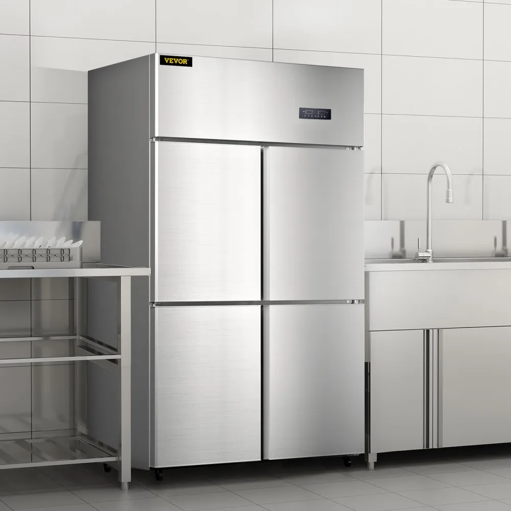 VEVOR Commerciële Koelkast 780L Koelkastdiepvriezer 4Deuren 272W Koelkastchiller