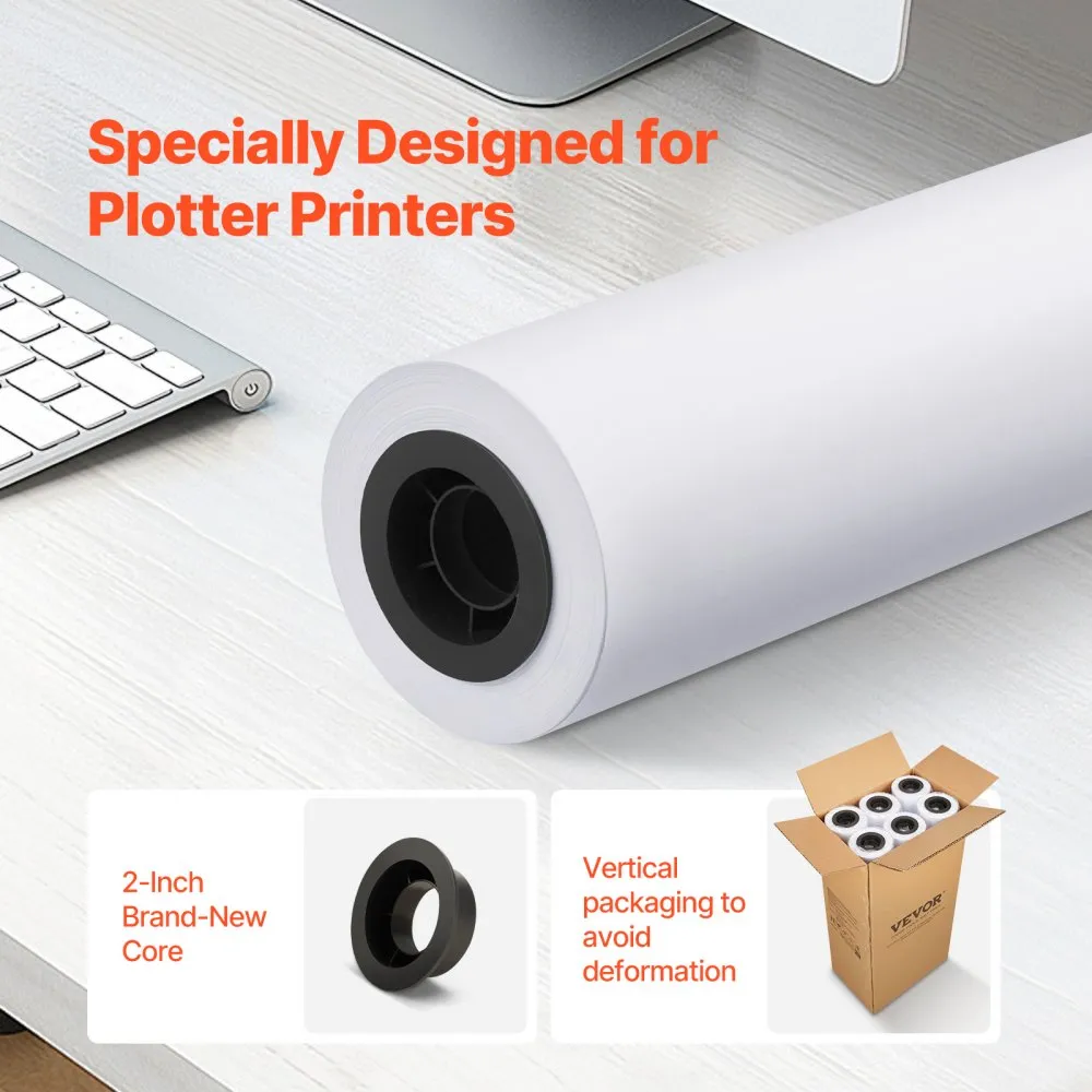 VEVOR GROOTFORMAAT PAPIERPLOTTERPAPIER 6 ROLLEN 45,7M CADOBLIGATIEROLLEN BREEDFORMAAT