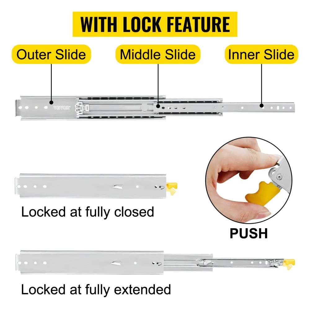Vevor Lade Rails Uitschuifbare Rails 34 Inch Zwaar Werk Berekende Ladegeleiders